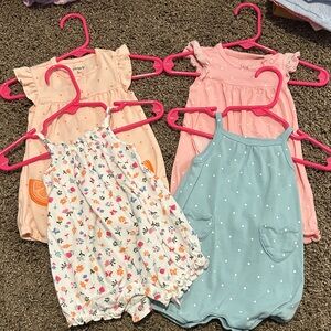 Carter's Peach and Pink Baby Romper Set